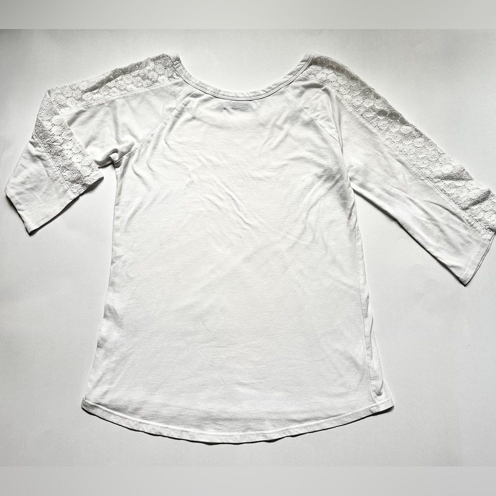 PrAna Alisana top with lace inset sleeves white size XS - Picture 3 of 10